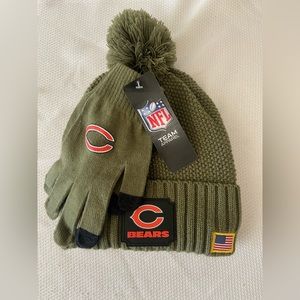 NFL Chicago Bears Military Green Salute To Service Knit Beanie Hat Glove Set